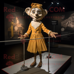 Gold Tightrope Walker mascot costume character dressed with a Blouse and Bracelets