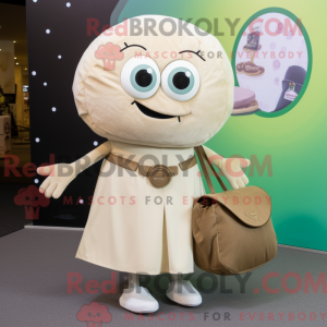 Maskotkarakter af en beige...