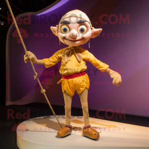 Gold Tightrope Walker mascot costume character dressed with a Bermuda Shorts and Headbands