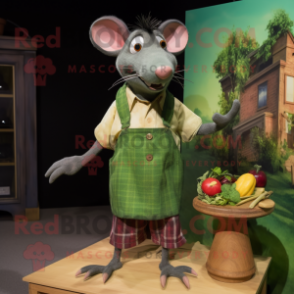 Green Ratatouille mascot costume character dressed with a Flannel Shirt and Brooches