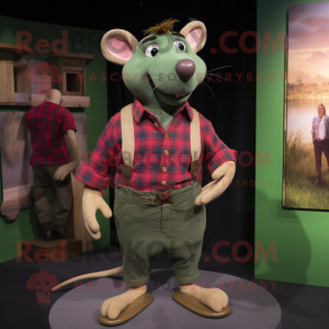 Green Ratatouille mascot costume character dressed with a Flannel Shirt and Brooches