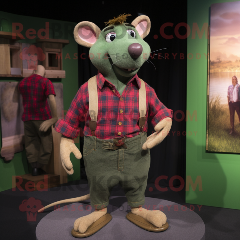 Green Ratatouille mascot costume character dressed with a Flannel Shirt and Brooches Green Ratatouille mascot costume character dressed with a Flannel Shirt and Brooches