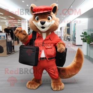 Red Flying Squirrel mascot costume character dressed with a Trousers and Wallets