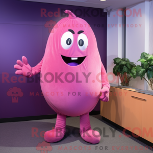 Maskotkarakter av en rosa...