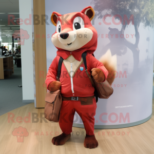 Red Flying Squirrel mascot costume character dressed with a Trousers and Wallets