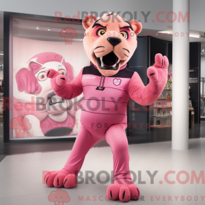 Maskotkarakter af en Pink...