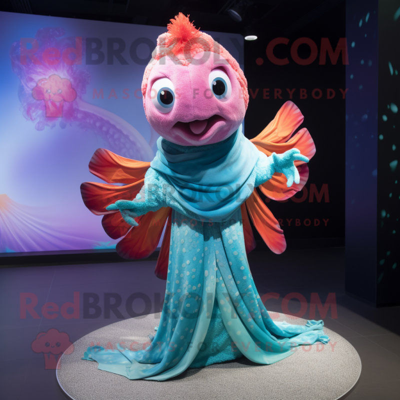 nan Betta Fish mascot costume character dressed with a Bodysuit and Shawls