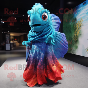 nan Betta Fish mascot costume character dressed with a Bodysuit and Shawls