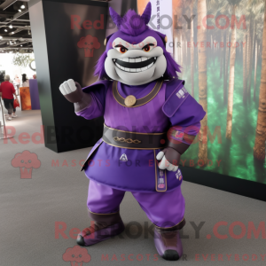 Maskot karakter af en lilla...