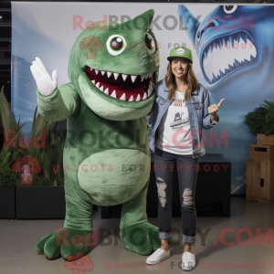 Maskot karakter af en grøn...