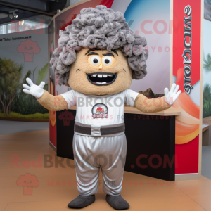 Silver Tacos mascot costume character dressed with a Polo Tee and Hair clips