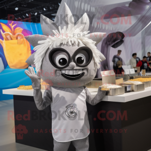 Silver Tacos mascot costume character dressed with a Polo Tee and Hair clips
