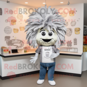 Silver Tacos mascot costume character dressed with a Polo Tee and Hair clips