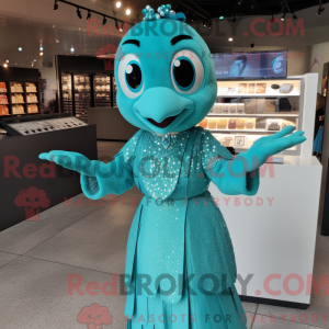 Mascot character of a Teal...