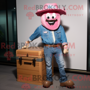 Mascottefiguur van een roze...