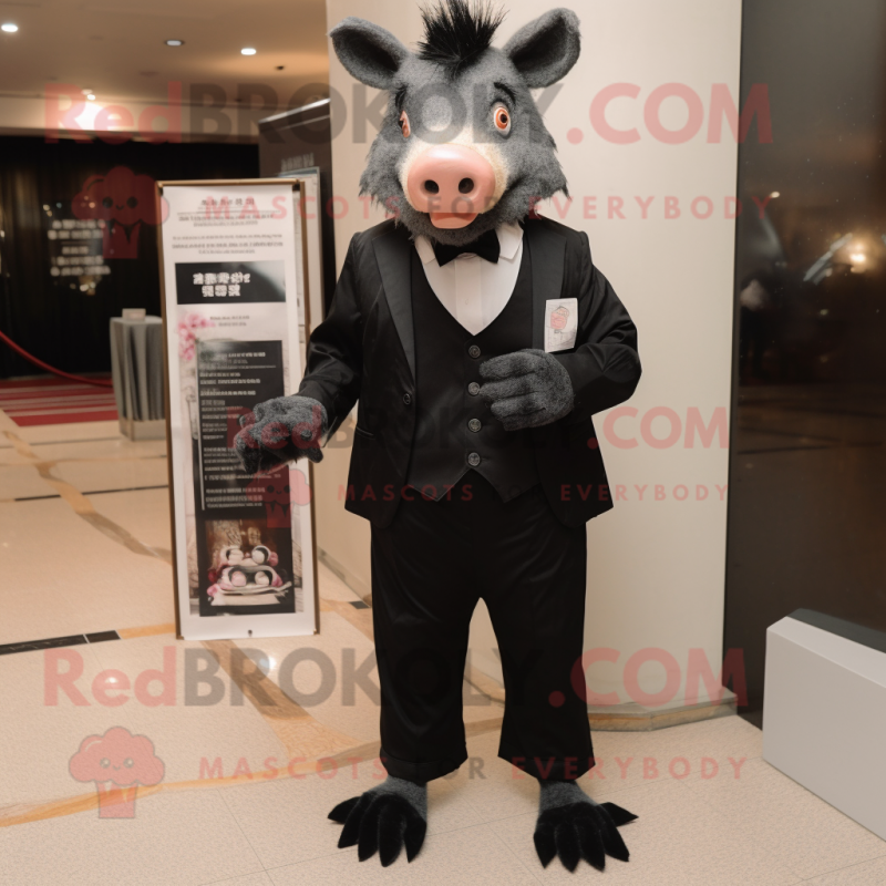 nan Wild Boar mascot costume character dressed with a Tuxedo and Pocket squares nan Wild Boar mascot costume character dressed with a Tuxedo and Pocket squares