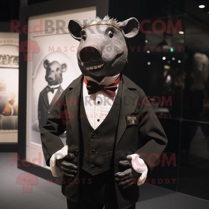 nan Wild Boar mascot costume character dressed with a Tuxedo and Pocket squares nan Wild Boar mascot costume character dressed with a Tuxedo and Pocket squares