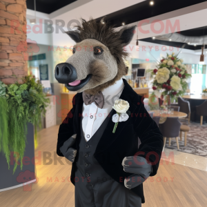 nan Wild Boar mascot costume character dressed with a Tuxedo and Pocket squares