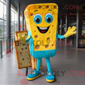 Maskot karakter af en cyan...