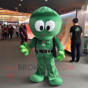 Forest Green Octopus mascot costume character dressed with a Overalls and Bracelet watches