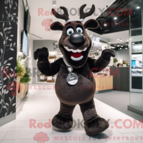Fantasia de mascote de uma rena preta com suéter e abotoaduras - Mascotes renas - REBROKO_394377 - RedBrokoly.com