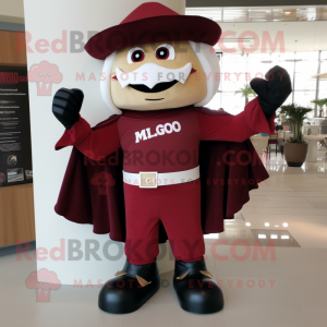 Maroon Ring Master mascot costume character dressed with a Romper and Shawl pins