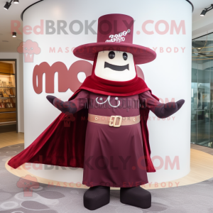 Maroon Ring Master mascot costume character dressed with a Romper and Shawl pins