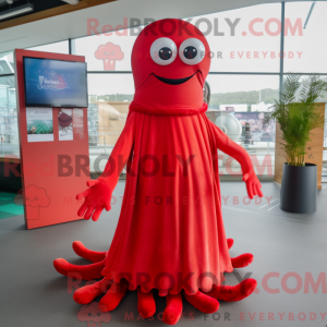 Mascottefiguur van een rode...