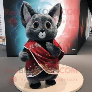 Black Chinchilla mascot costume character dressed with a Wrap Skirt and Foot pads