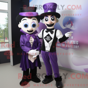 Maskot karakter af en lilla...