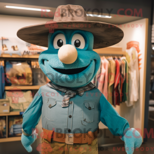 Postava maskota Teal Cowboy...