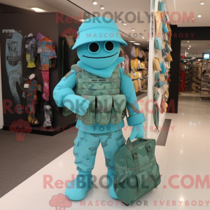 Maskotfigur av en turkis...