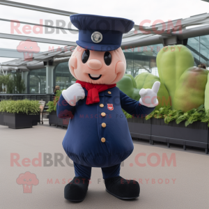 Navy Beet mascot costume character dressed with a Polo Shirt and Berets