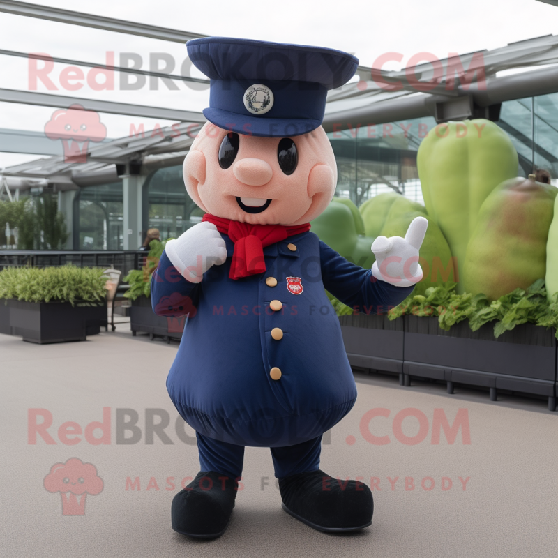 Navy Beet mascot costume character dressed with a Polo Shirt and Berets Navy Beet mascot costume character dressed with a Polo Shirt and Berets