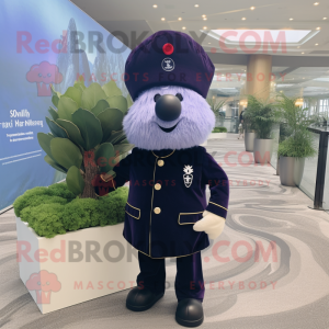 Navy Beet mascot costume character dressed with a Polo Shirt and Berets