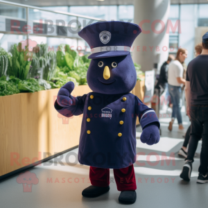 Navy Beet mascot costume character dressed with a Polo Shirt and Berets