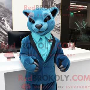 Mascot character of a Cyan...