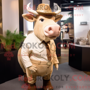 Maskotfigur af en Tan Bull...