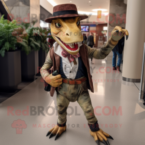 nan Utahraptor mascot costume character dressed with a Jeggings and Pocket squares