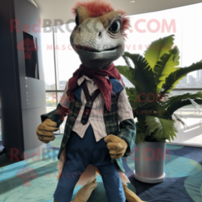 nan Utahraptor mascot costume character dressed with a Jeggings and Pocket squares