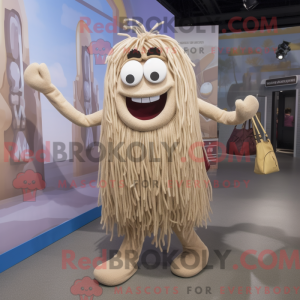 Maskotkarakter av en beige...