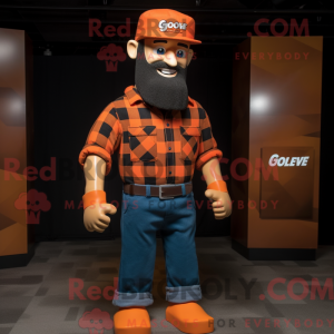 Maskotfigur af en orange Gi...