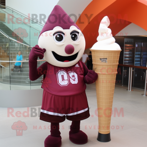 Maroon Ice Cream Cone mascot costume character dressed with a Tank Top and Ties