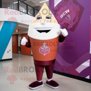 Maroon Ice Cream Cone mascot costume character dressed with a Tank Top and Ties
