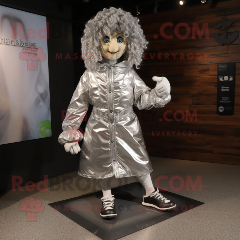 Silver Irish Dancing Shoes mascot costume character dressed with a Coat and Shoe laces Silver Irish Dancing Shoes mascot costume character dressed with a Coat and Shoe laces