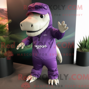 Maskot karakter af en lilla...