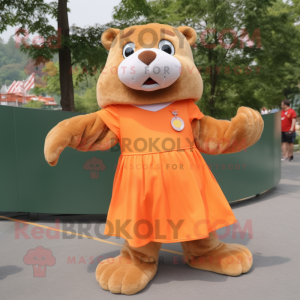 Orange Otter maskot kostume...