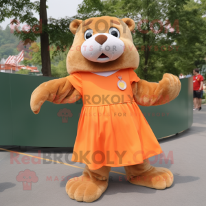 Orange Otter maskot kostym...