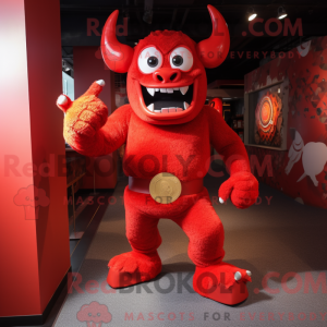 Maskot karaktär av en röd...