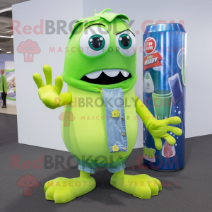 Lime Green Soda Can maskot...